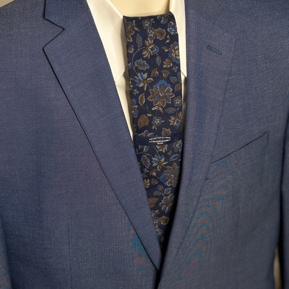 NEW! Roundtree & Yorke Navy and Brown Floral Tie - Picture 3 of 3